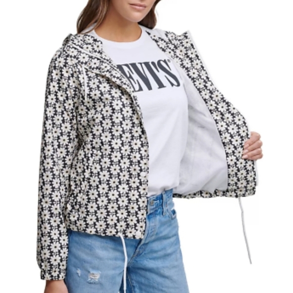 Levi's Daisy Flower Print Rain Windbreaker Jacket NWOT - Picture 2 of 10